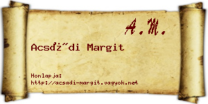 Acsádi Margit névjegykártya